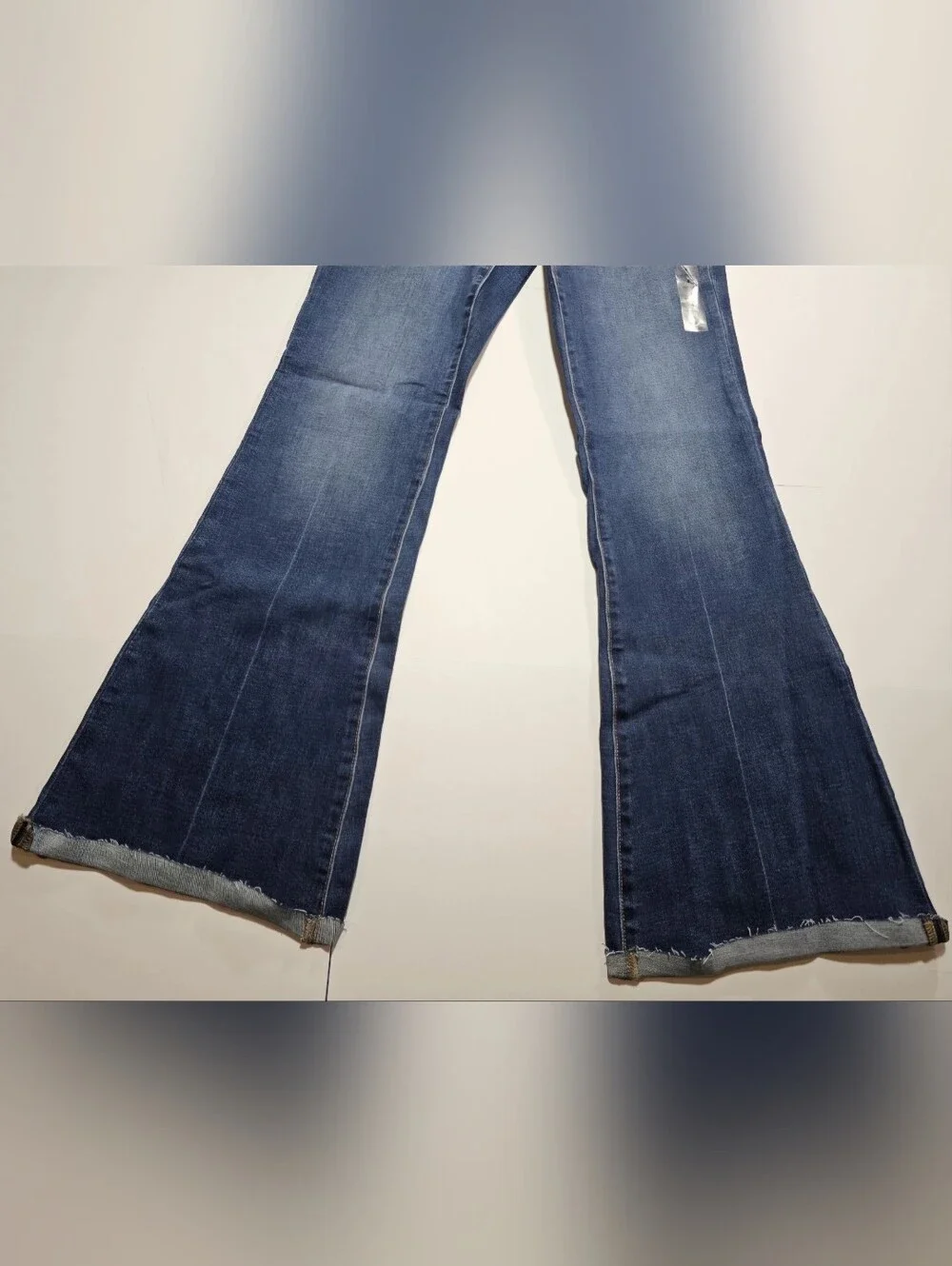 American Eagle Super High Rise Flare Jeans Size 4 Next Level Stretch Raw Hem - Picture 3 of 11